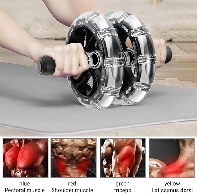 Ab Roller Wheel Fitness Roller Ab Exercise Wheels Kit Push-Up Bar - Home Gym Equipment for Men Women Core Strength Abdominal Exercise