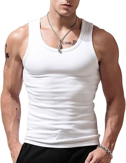 Men's Stringer Tank Tops Cotton Vest Sleeveless Gym Workout Bodybuilding Fitness Muscle T Shirts