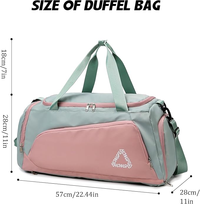 Eslcorri Gym Duffle Bag for Women Men, Sports Backpack with Wet & Shoe Compartment, Fitness Overnight Weekender Bag for Yoga, Swim, Travel (C, Blue)