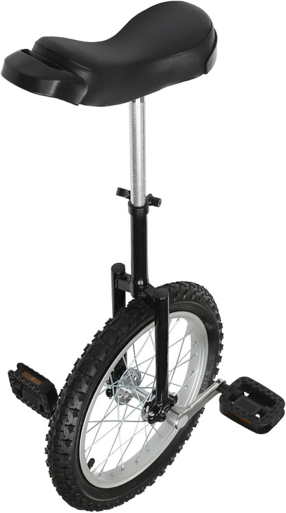 16/24 Inch Wheel Unicycle with Steel Rim, Unicycle Electric Wheel Skidproof Mountain Tire Cycling Sports Exercise with Adjustable Seat, Adults Kids Outdoor Sports Fitness Exercise Tool