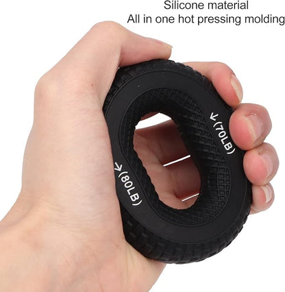 Grip Exercise Ring,70 to 80LB Hand Grip Strengthener Soft Silicone Portable Tire Texture Forearm Finger Exerciser Grip Strength Trainer Ring Black