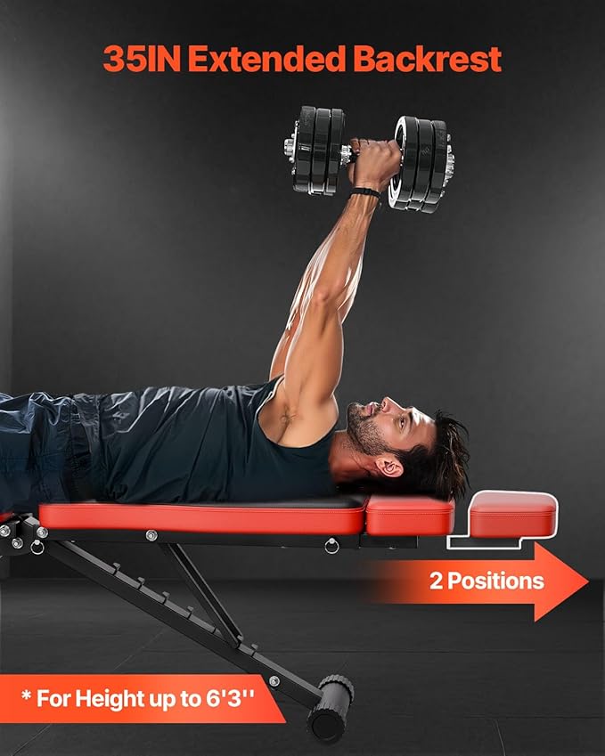 VEVOR Weight Bench, 800lbs/660lbs Adjustable Weight Bench Press for Full Body Workout, Exercise Sit-up Bench for Home Gym Strength Training, Multiple Functions, Fast Adjustment