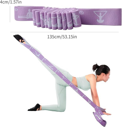 12 Loops Extra Long Yoga Stretching Band for Adults and Tall People, Adjustable Elastic Strap for Full Body Deep Stretch, Home Pilates, Ballet, Dance, Physical Therapy, Flexibility Training