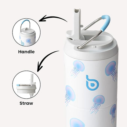 BOTTLE BOTTLE Insulated Water Bottle 24oz with Straw Lid and Handle for Sports Travel Gym Stainless Steel Water Bottles Double-Wall Vacuum Metal Leak Proof BPA-Free