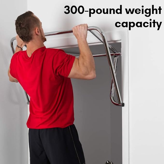 Body-Solid Adjustable Doorway Pull Up Bar, Chin Up Bar for Door Frame, Strength Training Pull-Up Bars, Secure Door Mount, Exercise Bar with 300lbs Capacity for Home Gym
