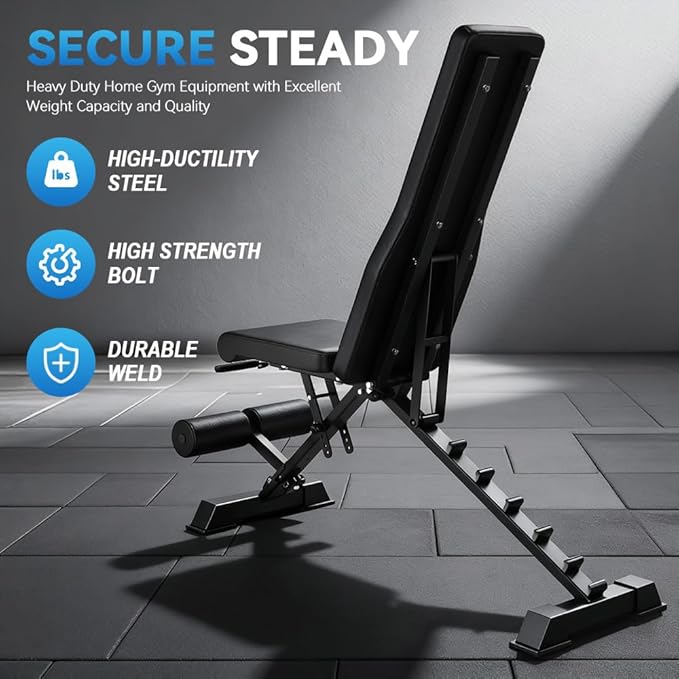 Strength Weight Bench 32 Adjustable Positions Training Benches - Heavy Duty Home Gym Equipment with 1300 LBS Weight Capacity Durable Steel Construction Incline Decline Bench for Full Body Workout