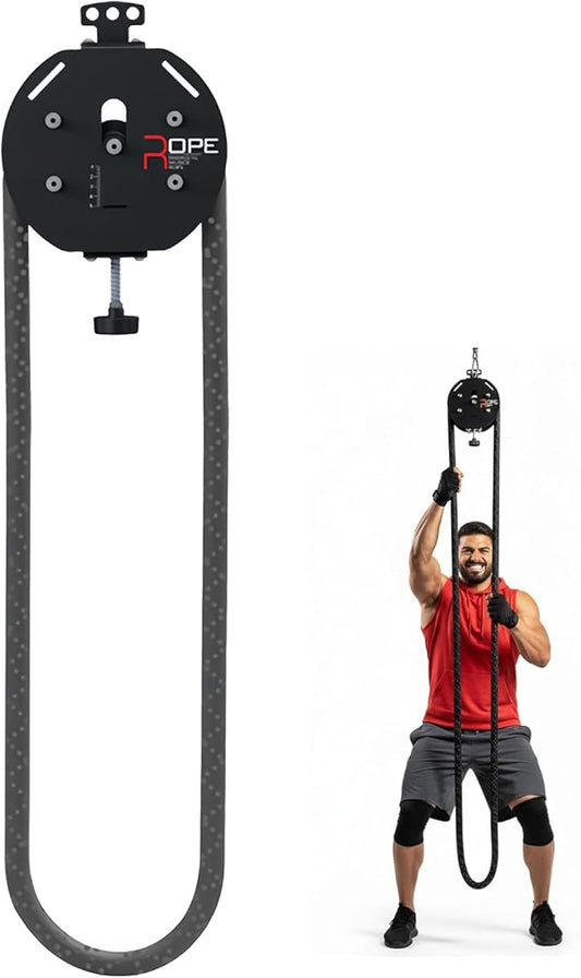 Full-Body Resistance Trainer, Endless Rope Trainer, Portable Cable Pulley System, Rope Climb Equipment with Adjustable Resistance, Home Gym Equipment, 330lb Load, Includes Straps and 2 Lock Black