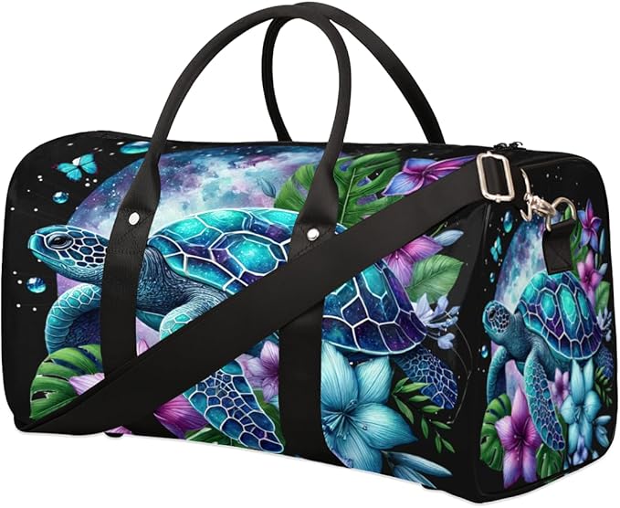 Travel Duffel Bag Galaxy Turtle Sport Tote Gym Bag Waterproof Foldable Carryon Weekend Overnight Training Handbag Sports Duffle Bags for Women Men Boys Girls
