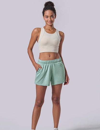 Liberty Imports 1 or 5 Pack Womens Lounge Workout Shorts with Zipper Pockets 5" Inseam Lightweight Athletic Casual Shorts