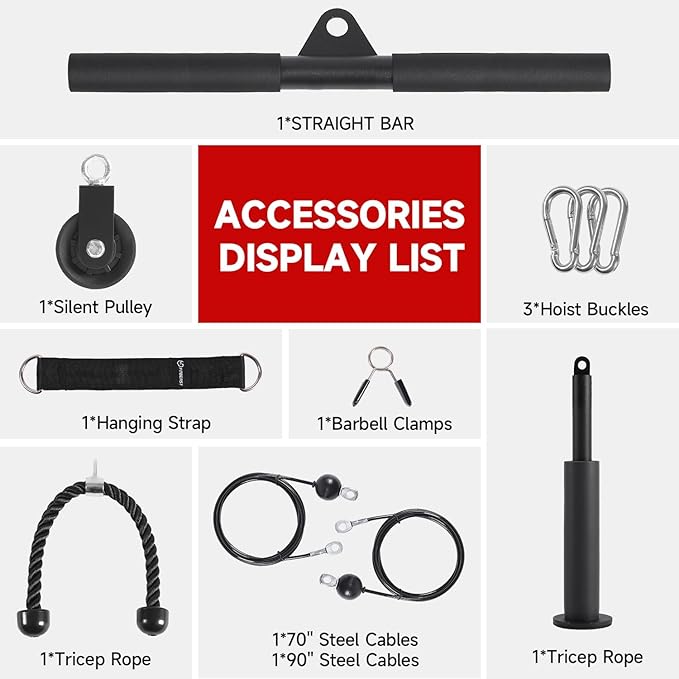 FitBeast Pulley System Gym, Cable Weight Pulley System for Gym LAT Pulldown, Biceps Curl Workout, Ideal Home Gym Equipment for Forearm, Shoulder, Strength Training