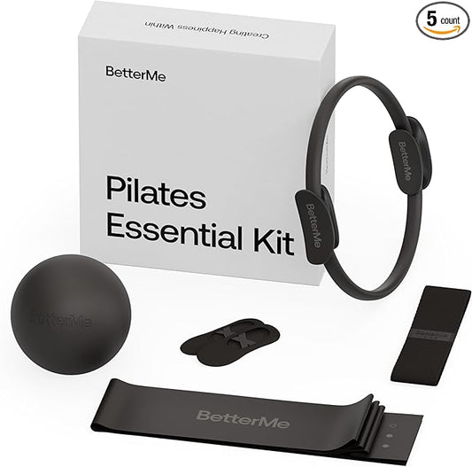 BetterMe Pilates Essential Kit - Pilates Ring, Long Resistance Bands, Pilates Loop Bands, Ball and More - Complete Home Pilates Kit for Women