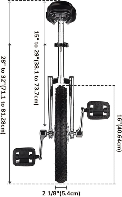 AW 16/18/20/24 Inch Wheel Outdoor Unicycle Adjustable Seat Exercise Bicycle Fit Adults Kids Outdoor Sports Fitness Exercise, for Choice