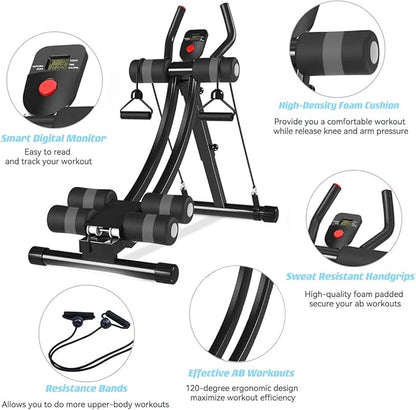 AB Workout Equipment, Home Gym Ab Machine for Abdominal Exercise and Strength Training, Height Adjustable Fitness Equipment