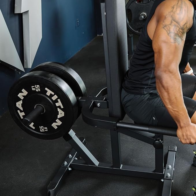 Titan Fitness Seated Dip Machine, Plate Loaded Dip Machine Rated 200 LB, Seated Triceps Dip Machine, Adjustable Padded Seat Backrest, Doubles as Bicep Curl Station