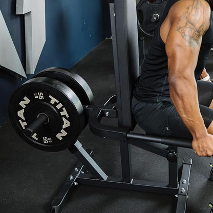 Titan Fitness Seated Dip Machine, Plate Loaded Dip Machine Rated 200 LB, Seated Triceps Dip Machine, Adjustable Padded Seat Backrest, Doubles as Bicep Curl Station