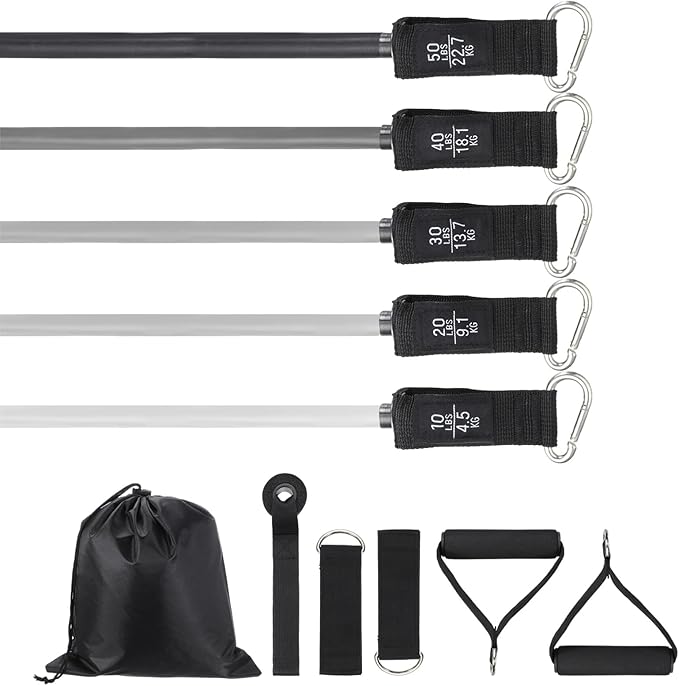Resistance Bands Set, Exercise Bands for Working Out with Door Anchor/Handle/Ankle Strap/Pouch