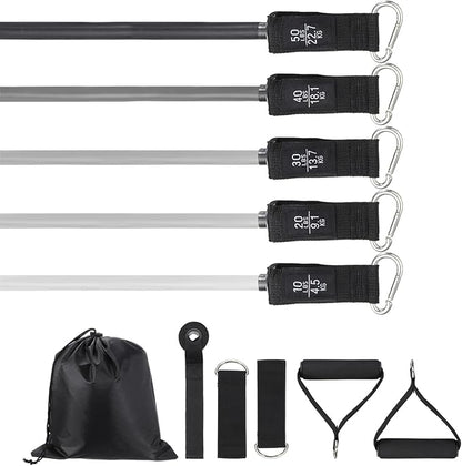 Resistance Bands Set, Exercise Bands for Working Out with Door Anchor/Handle/Ankle Strap/Pouch