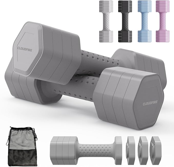 Adjustable Dumbbell Set of 2, 4 in 1 Free Weights Dumbbells Set, Hand Weights for Women at Home, 5 lb Dumbbells Set with Non-slip Comfort Handle for Home Gym Exercise Workout Training