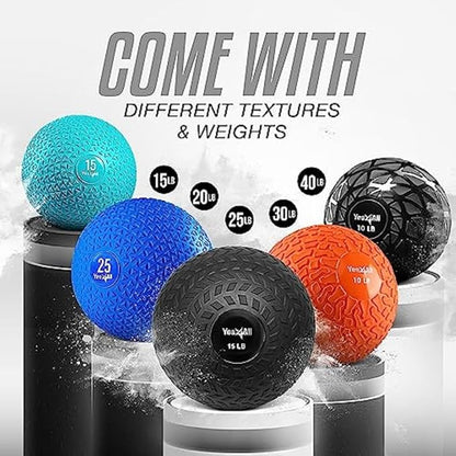 Yes4All Slam Balls, 10-40lb Weighted Ball Weight, Durable PVC Sand Filled Workout Dynamic Slam Ball for Core Strengthen