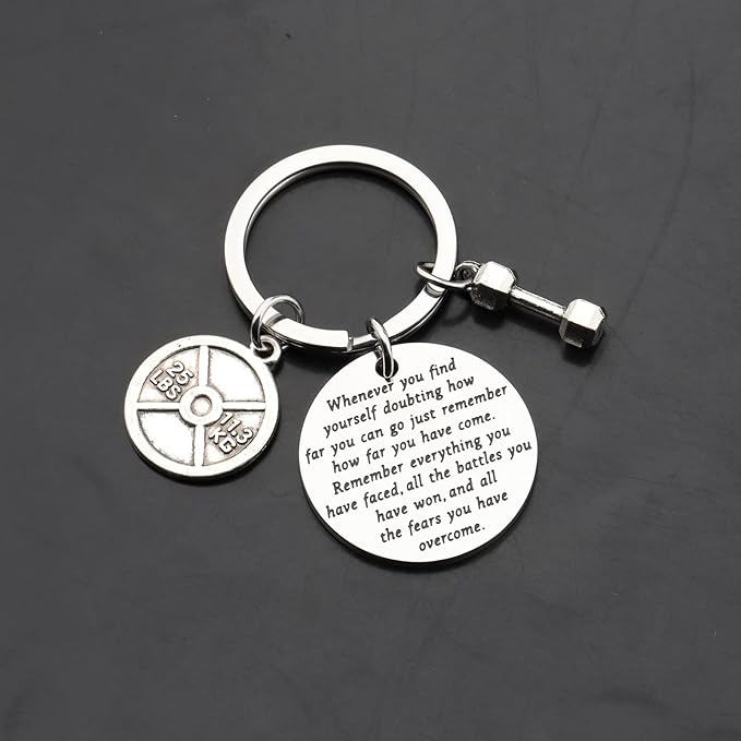 Lywjyb Birdgot Fitness Keychain Weightlifting Sports Keychain Inspirational Dumbbell Workout Keychain
