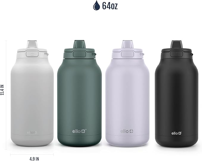 Ello Hydra 64oz Half Gallon Vacuum Insulated Stainless Steel Jug with Locking