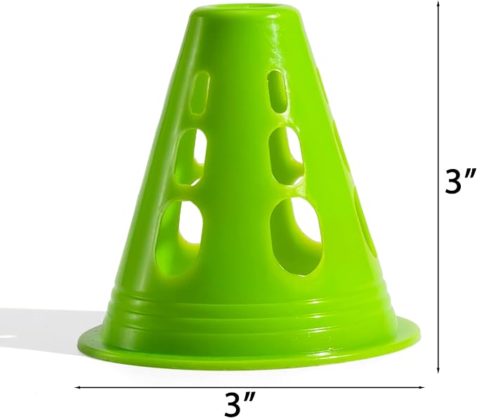 Famgee 3 Inch Plastic Windproof Slalom Cones Inline Roller Skating Cones Pile Cup Roadblocks Traffic Road Cones Set with Holes for Skate Practice Sport Training