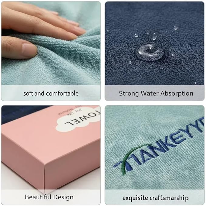 2-Pack Gym Towels, 33x16 Inch Quick Dry Towel, Super Soft Microfiber Workout Towels & Yoga Towel for Fitness, Sports, Swimming, Navy Blue and Water Blue