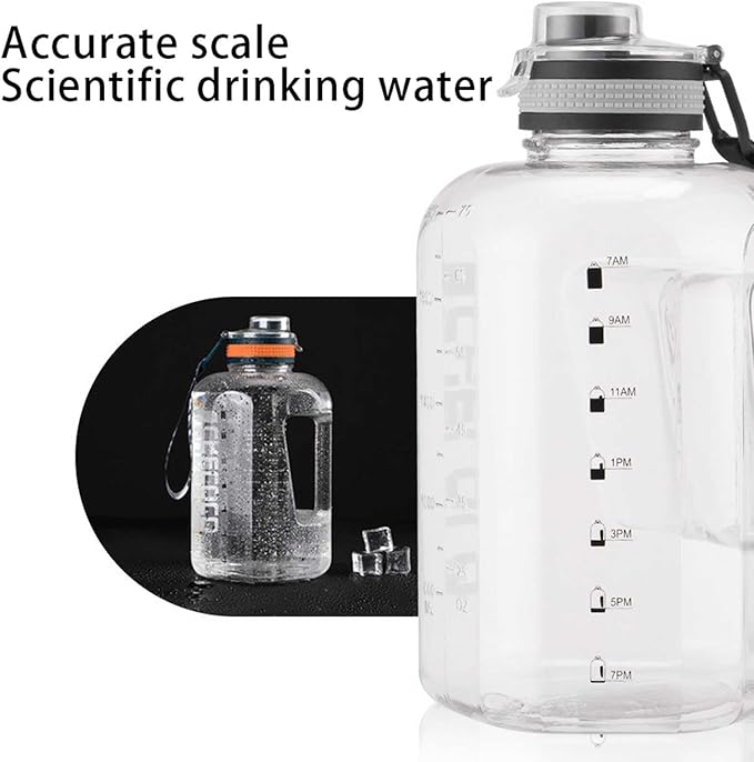 56oz Gym Water Bottle, BPA Free Leak Proof Half Gallon Large Water Jugs with Time Marker and Handle,Reusable Plastic Big Sports Water Bottle for Outdoor,Home,Fitness,Workout,Camping,Hiking