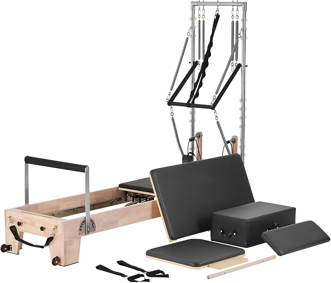 VEVOR Pilates Reformer Accessories for Home Gym, Include Reformer Box/Chair/Spine Corrector/Wall Mounted Machine/Jump Board/Foldable & Dual Resistance Springs