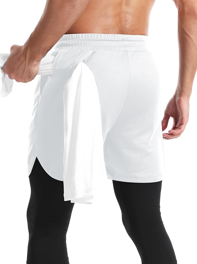 Aolesy Men's 2 in 1 Running Pants, Gym Workout Compression Pants for Men Training Athletic