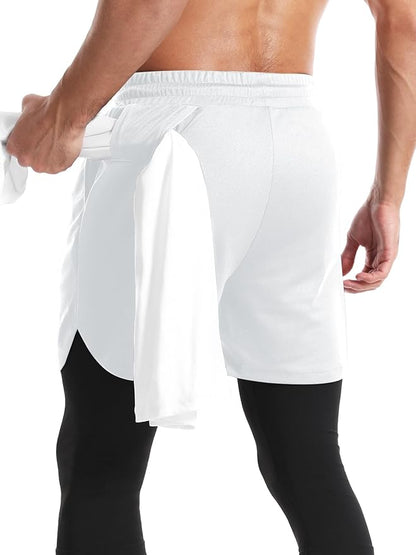 Aolesy Men's 2 in 1 Running Pants, Gym Workout Compression Pants for Men Training Athletic