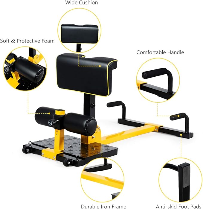 GYMAX Sissy Squat Machine, 8-in-1 Workout Machine with Adjustable Height & Protective Foam, Sissy Squat, Push-up, Sit-up, Rope Exercise Machine for Strength Training, Home Gym
