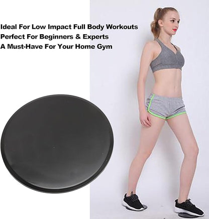 Core Sliders for Full Body Workout, Dual Sided Discs, Compact 7 Inch Round Black - Portable Design, Multi Surface Use, Ideal for Home and Gym Exercise