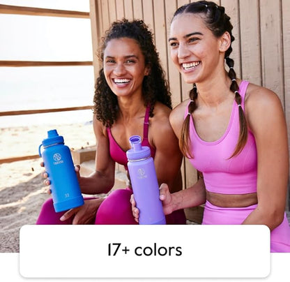 Takeya Actives Stainless Steel Water Bottle, Insulated Spout Lid, Keeps Drinks Cold 24 Hrs, Leakproof, Durable, Dishwasher Safe, Ideal for Gym, Travel, Fits Most Cup Holders, 32 oz/Lilac