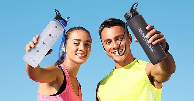 Hydration Nation (32oz Water Bottle With Time Marker - Leak Proof Water Bottles With Times To Drink For Fitness & Sports - 32oz Water Bottle With Straw For Drinking - Water Tracker Bottles (Pink)