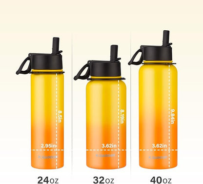 KXIAOCHEN Insulated Water Bottle, Stainless Steel Water Bottle, 2 Lids (Straw and Handle Lid),Wide Mouth Metal Water Bottles Keep Hot and Cold, Double Walled, Thermo Mug, Metal Canteen
