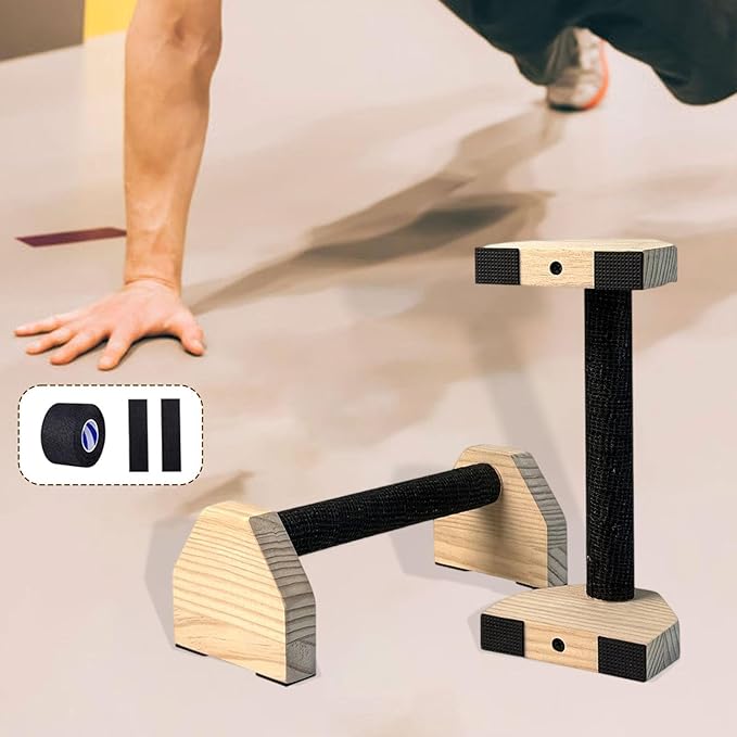2Pcs Push up Bar Home Workout Equipment Parallettes Bar for Adults Wood Push up Stands for Gymnastics Exercise Aerobics