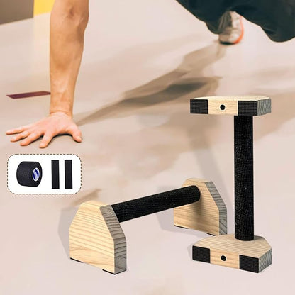 2Pcs Push up Bar Home Workout Equipment Parallettes Bar for Adults Wood Push up Stands for Gymnastics Exercise Aerobics