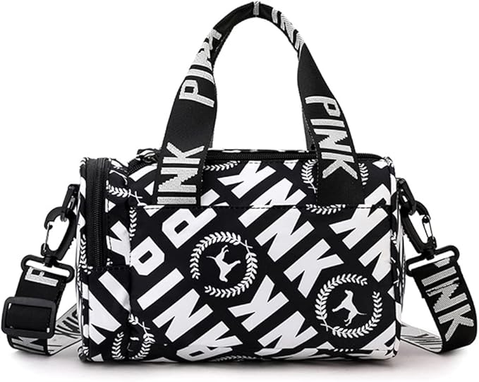Mini Crossbody Gym Bag for Women & Men, Cute Duffle Aesthetic Sports Handbag, Waterproof Gym Tote Portable Fitness Shoulder Bag for Sports Travel (Black)