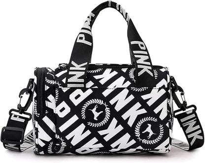 Mini Crossbody Gym Bag for Women & Men, Cute Duffle Aesthetic Sports Handbag, Waterproof Gym Tote Portable Fitness Shoulder Bag for Sports Travel (Black)