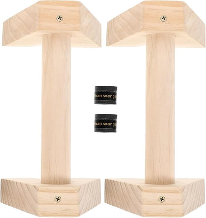 Wooden Push up Bars Strength Training Parallettes with Non-slip Base Beech Wood Pushup Handles for Men Women Home Gym Exercise Equipment Fitness Calisthenics