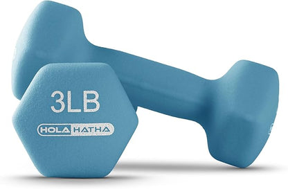 HolaHatha 2, 3, 5, 8, and 10 Pound Neoprene Dumbbell Free Hand Weight Set with Rack, Ideal for Home Exercises to Gain Tone and Definition, Pastel