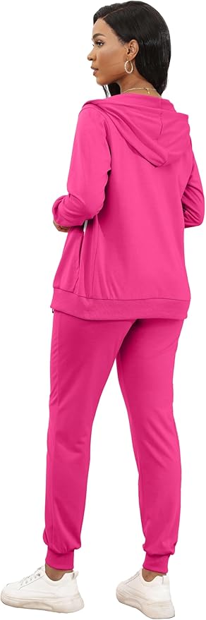 CLOCOR Track Suits for Women Set - Casual 2 Piece Outfits Sweatsuit Pocket Hoodies Long Sleeve with Patchwork Pants Set