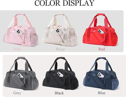 Small Gym Bag for Women, Mini Crossbody Gym Duffle Bag with Wet Compartment, Carry on Gym Tote Bag for Workout Dance Sport Travel (Medium-Grey)