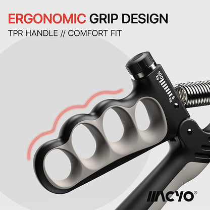 MACYO Grip Strength Trainer with Wider Handles - Adjustable Hand Grip Strengthener 11-220Lbs(5-100KG) for Large Hands, Automatic Counter & Ergonomic Design, Comfortable Forearm Workout for Athletes, Injury Recovery