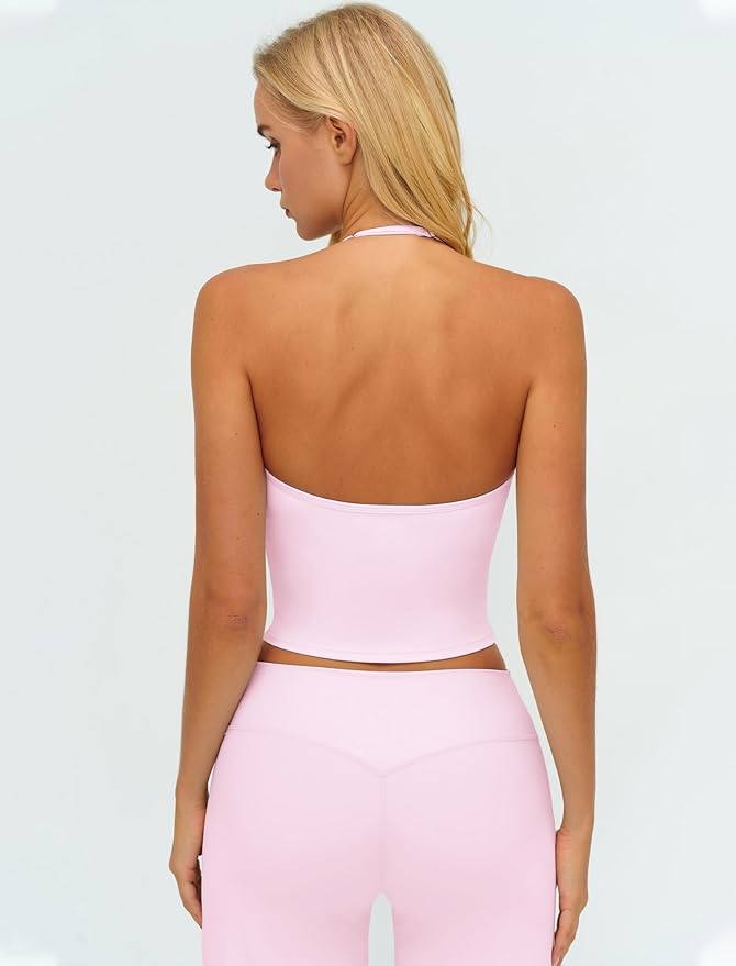 Womens Workout Sets Two Piece Spaghetti Straps Crop Top Matching Straight Leg Pants Gym Work Pilates Outfits