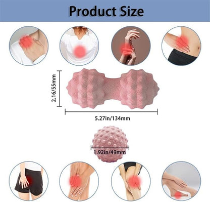 Massage Ball Set, Peanut Massage Ball Double Lacrosse Massage Roller Balls, Acupoint Myofascial Release Muscle Knot Ball, Deep Tissue Trigger Point Therapy Massage Tool for Back Neck Shoulder (Pink)