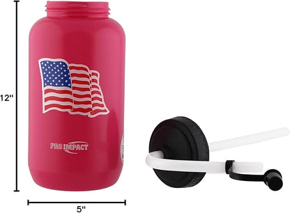 Pro Impact Squeezable Water Bottle Bendable Long Straw - LDPE BPA Free Plastic - Hydration for Baseball Hockey Gym MMA Yoga Boxing Cycling Softball Football Lacrosse (35.5 Oz.)