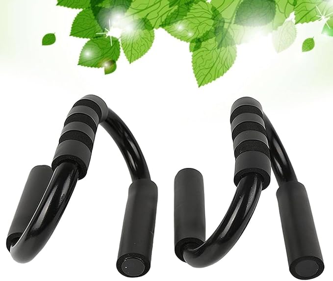 PRETYZOOM S-shaped Push up Rack with Black Handles, Pair of Fitness Push-up Stands for Chest and Core Training, Sturdy Steel Push-up Bars for Home Workout and Strength Training Equipment