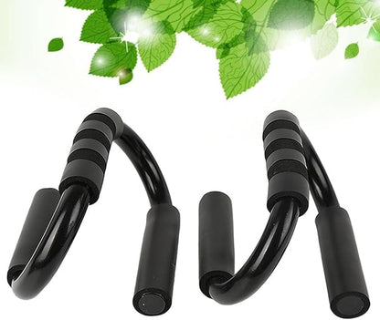 PRETYZOOM S-shaped Push up Rack with Black Handles, Pair of Fitness Push-up Stands for Chest and Core Training, Sturdy Steel Push-up Bars for Home Workout and Strength Training Equipment